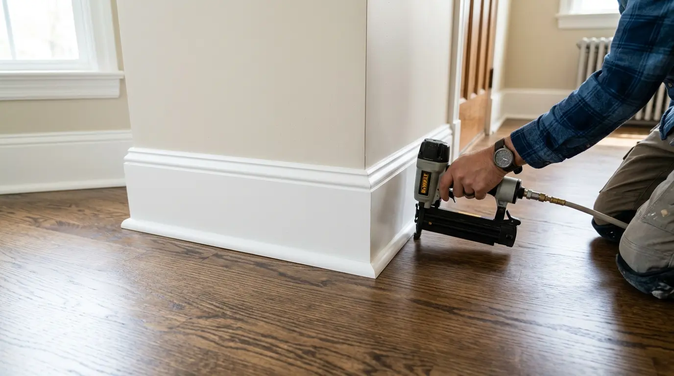 Quarter round and base trim installation